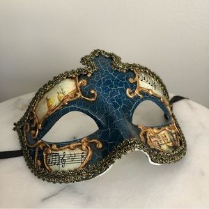New Orleans masquerade mask w/ sheet music and scenes of Venice
